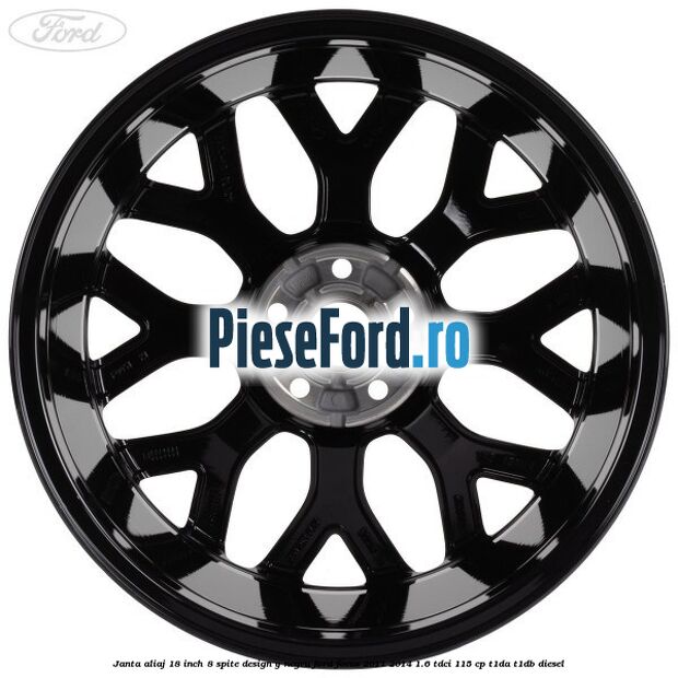 Janta aliaj 18 inch, 8 spite design Y negru Ford Focus 2011-2014 1.6 TDCi 115 cp T1DA, T1DB diesel