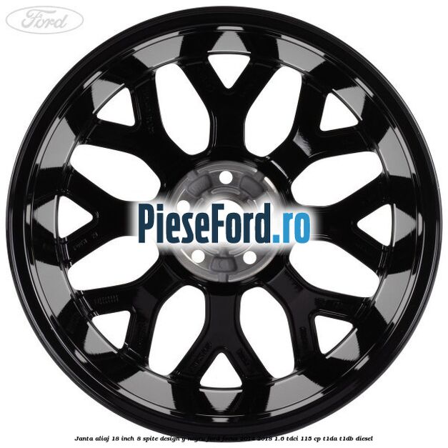 Janta aliaj 18 inch, 8 spite design Y negru Ford Focus 2014-2018 1.6 TDCi 115 cp T1DA, T1DB diesel