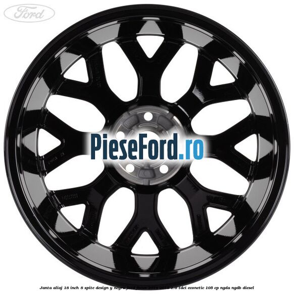 Janta aliaj 18 inch, 8 spite design Y negru Ford Focus 2014-2018 1.6 TDCi ECOnetic 105 cp NGDA, NGDB diesel