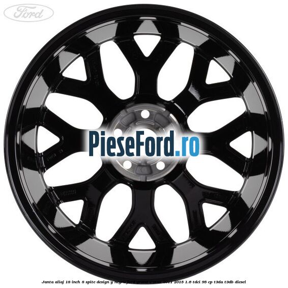 Janta aliaj 18 inch, 8 spite design Y negru Ford Grand C-Max 2011-2015 1.6 TDCi 95 cp T3DA, T3DB diesel
