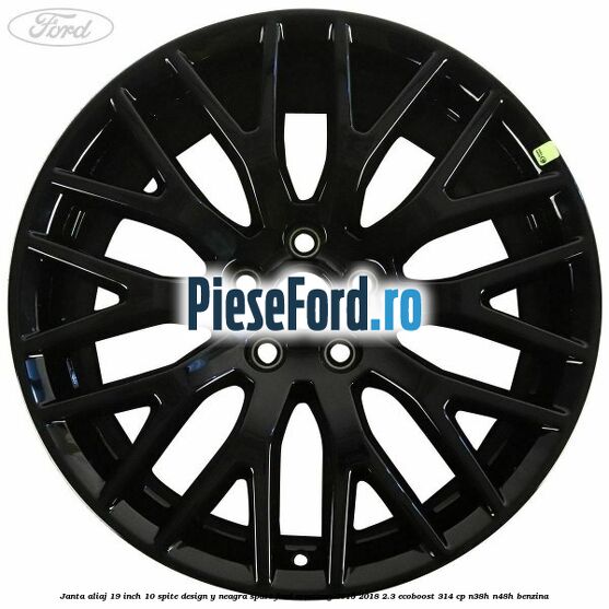 Janta aliaj 19 inch, 10 spite design Y neagra spate Ford Mustang 2015-2018 2.3 EcoBoost 314 cp N38H, N48H benzina