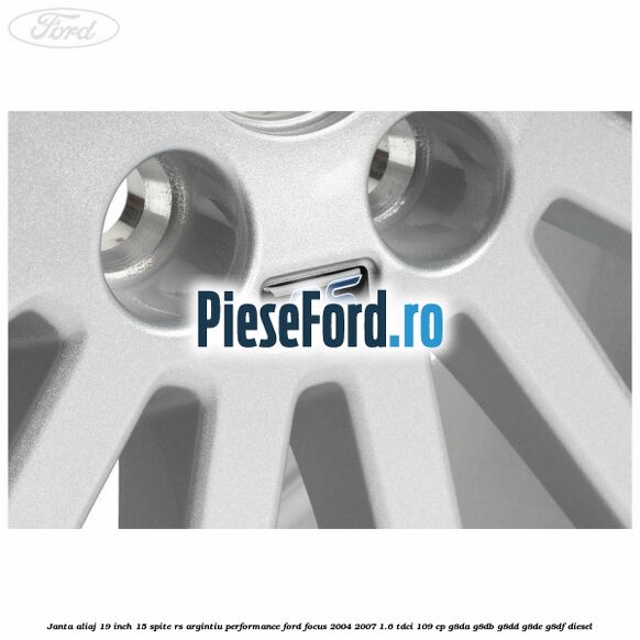 Janta aliaj 19 inch, 15 spite RS argintiu performance Ford Focus 2004-2007 1.6 TDCi 109 cp G8DA, G8DB, G8DD, G8DE, G8DF diesel