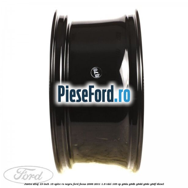 Janta aliaj 19 inch, 15 spite RS negru Ford Focus 2008-2011 1.6 TDCi 109 cp G8DA, G8DB, G8DD, G8DE, G8DF diesel
