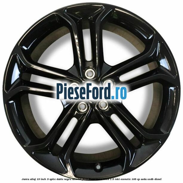 Janta aliaj 19 inch, 5 spite duble negru absolut Ford Focus 2014-2018 1.5 TDCi ECOnetic 105 cp AEDA, XXDB diesel