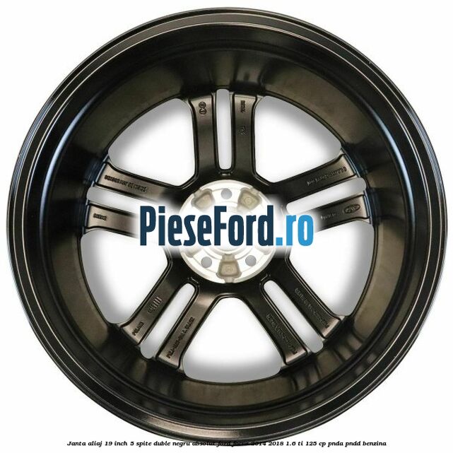 Janta aliaj 19 inch, 5 spite duble negru absolut Ford Focus 2014-2018 1.6 Ti 125 cp PNDA, PNDD benzina