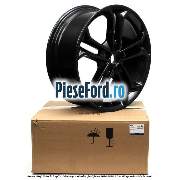 Janta aliaj 19 inch, 5 spite duble negru absolut Ford Focus 2014-2018 1.6 Ti 85 cp XTDA, XTDB benzina