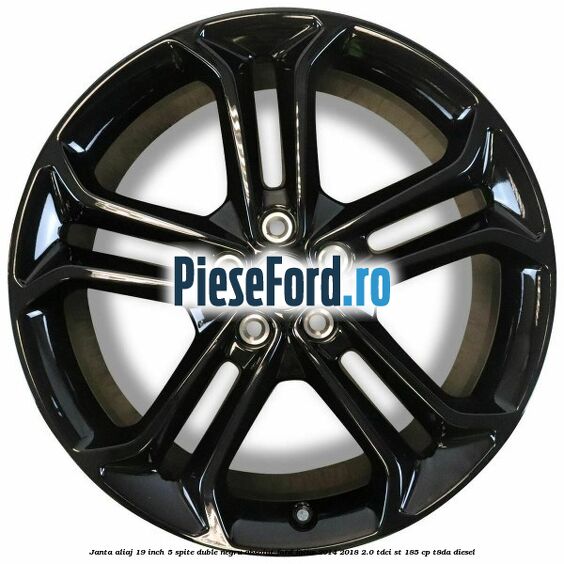 Janta aliaj 19 inch, 5 spite duble negru absolut Ford Focus 2014-2018 2.0 TDCi ST 185 cp T8DA diesel