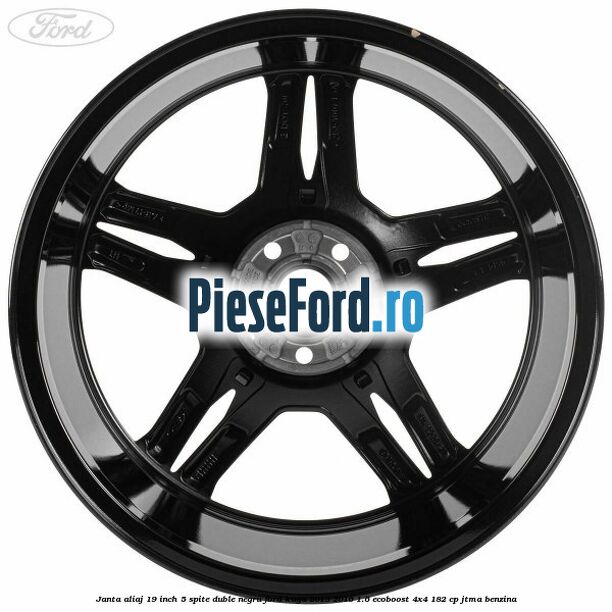 Janta aliaj 19 inch, 5 spite duble negru Ford Kuga 2013-2016 1.6 EcoBoost 4x4 182 cp JTMA benzina