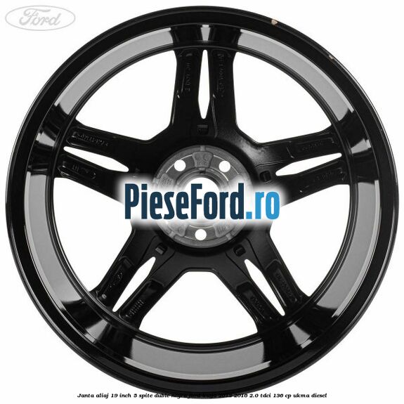 Janta aliaj 19 inch, 5 spite duble negru Ford Kuga 2013-2016 2.0 TDCi 136 cp UKMA diesel