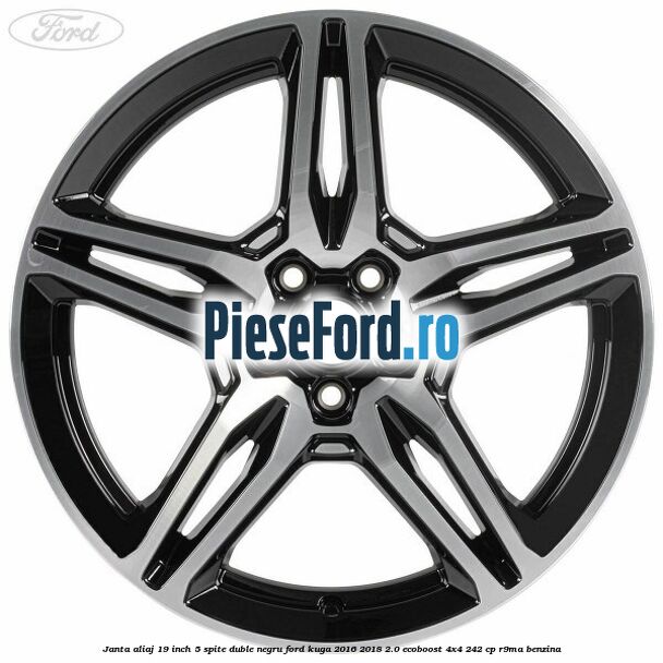 Janta aliaj 19 inch, 5 spite duble negru Ford Kuga 2016-2018 2.0 EcoBoost 4x4 242 cp R9MA benzina