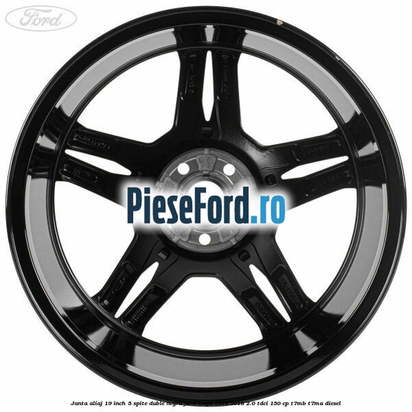 Janta aliaj 19 inch, 5 spite duble negru Ford Kuga 2016-2018 2.0 TDCi 150 cp T7MB, T7MA diesel