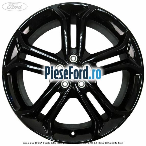 Janta aliaj 19 inch, 5 spite duble negru panther Ford Focus 2014-2018 2.0 TDCi ST 185 cp T8DA diesel