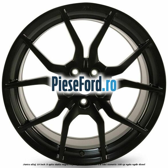Janta aliaj 19 inch, 5 spite duble negru RS Ford Focus 2014-2018 1.6 TDCi ECOnetic 105 cp NGDA, NGDB diesel