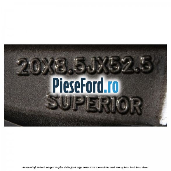 Janta aliaj 20 inch neagra, 5 spite duble Ford Edge 2019-2022 2.0 EcoBlue AWD 190 cp BCCA, BCCB, BCCC diesel