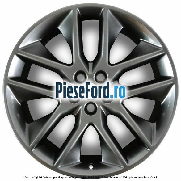 Janta aliaj 20 inch neagra, 5 spite duble Ford Edge 2019-2022 2.0 EcoBlue AWD 190 cp BCCA, BCCB, BCCC diesel