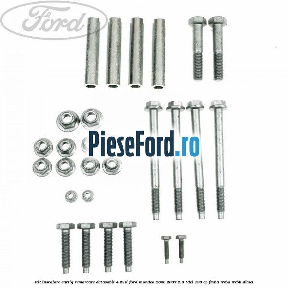 Kit instalare carlig remorcare detasabil (4/5Usi) Ford Mondeo 2000-2007 2.0 TDCi 130 cp FMBA, N7BA, N7BB diesel