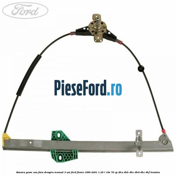 Macara geam usa fata dreapta manual 3 usi Ford Fiesta 1996-2001 1.25 i 16V 75 cp DHA, DHB, DHC, DHD, DHE, DHF benzina