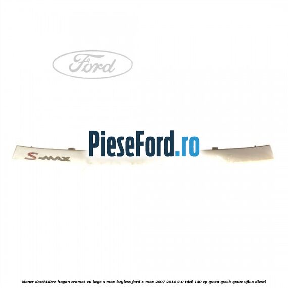 Maner deschidere hayon cromat cu logo S-MAX Keyless Ford S-Max 2007-2014 2.0 TDCi 140 cp QXWA, QXWB, QXWC, UFWA diesel