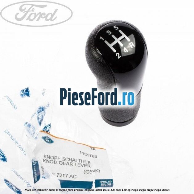 Nuca schimbator cutie 5 trepte Ford Transit Connect 2002-2014 1.8 TDCi 110 cp RWPA, RWPB, RWPC, RWPD diesel