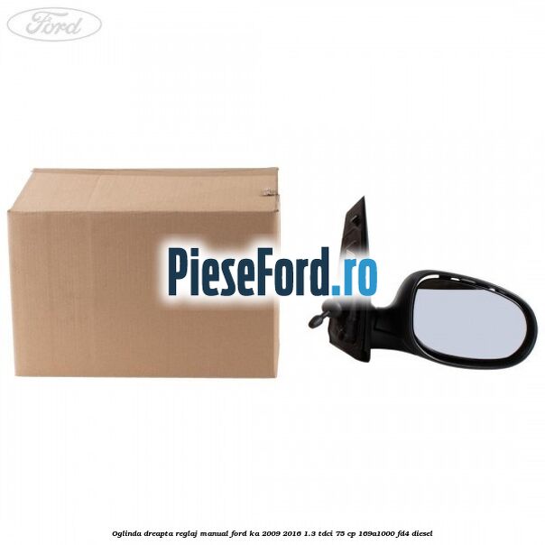 Oglinda dreapta reglaj manual Ford Ka 2009-2016 1.3 TDCi 75 cp 169A1000, FD4 diesel