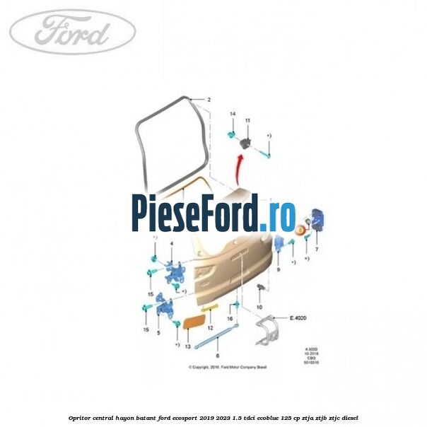 Opritor central hayon batant Ford EcoSport 2019-2023 1.5 TDCi EcoBlue 125 cp ZTJA, ZTJB, ZTJC diesel