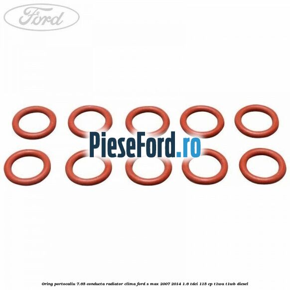 Oring portocaliu 7.65 conducta radiator clima Ford S-Max 2007-2014 1.6 TDCi 115 cp T1WA, T1WB diesel