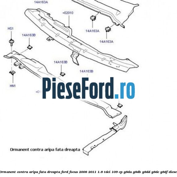 Ormanent contra aripa fata dreapta Ford Focus 2008-2011 1.6 TDCi 109 cp G8DA, G8DB, G8DD, G8DE, G8DF diesel