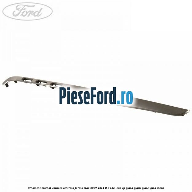Ornament cromat consola centrala Ford S-Max 2007-2014 2.0 TDCi 140 cp QXWA, QXWB, QXWC, UFWA diesel