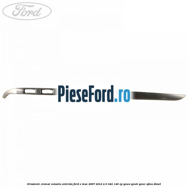 Ornament cromat consola centrala Ford S-Max 2007-2014 2.0 TDCi 140 cp QXWA, QXWB, QXWC, UFWA diesel
