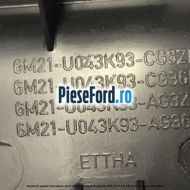 Ornament panou instrument bord stanga ebony Ford Galaxy 2007-2014 1.6 TDCi 115 cp T1WA, T1WB diesel