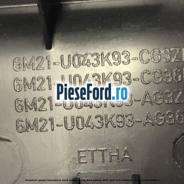 Ornament panou instrument bord stanga ebony Ford Galaxy 2007-2014 2.0 EcoBoost 199 cp TNWB benzina