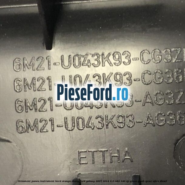 Ornament panou instrument bord stanga ebony Ford Galaxy 2007-2014 2.0 TDCi 140 cp QXWA, QXWB, QXWC, UFWA diesel