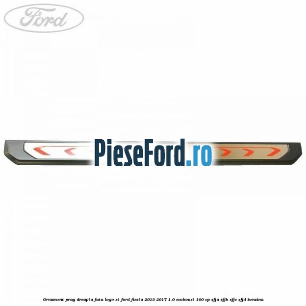Ornament prag dreapta fata logo ST Ford Fiesta 2013-2017 1.0 EcoBoost 100 cp SFJA, SFJB, SFJC, SFJD benzina