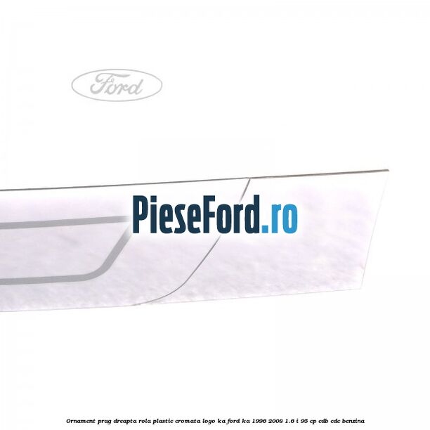 Ornament prag dreapta rola plastic cromata logo KA Ford Ka 1996-2008 1.6 i 95 cp CDB, CDC benzina