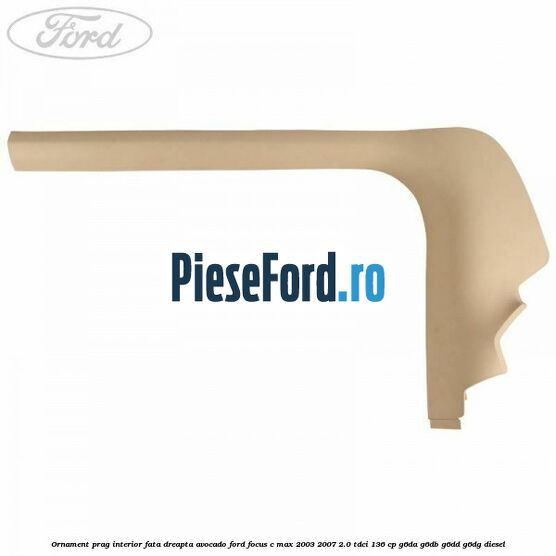 Ornament prag interior fata dreapta avocado Ford Focus C-Max 2003-2007 2.0 TDCi 136 cp G6DA, G6DB, G6DD, G6DG diesel