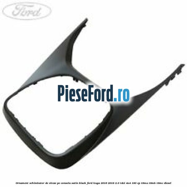Ornament schimbator de viteze pe consola satin black Ford Kuga 2016-2018 2.0 TDCi 4x4 180 cp T8MA, T8MB, T8MC diesel