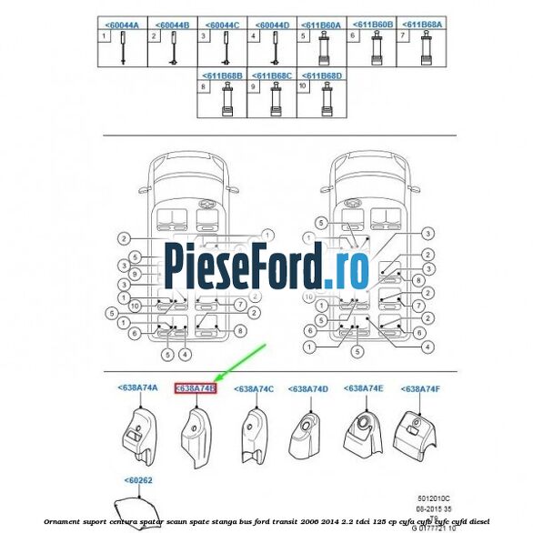 Ornament suport centura spatar scaun spate stanga BUS Ford Transit 2006-2014 2.2 TDCi 125 cp CYFA, CYFB, CYFC, CYFD diesel