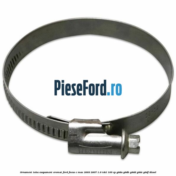 Ornament toba esapament, cromat Ford Focus C-Max 2003-2007 1.6 TDCi 109 cp G8DA, G8DB, G8DD, G8DE, G8DF diesel