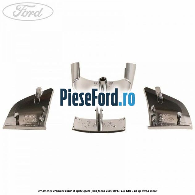Ornamente cromate volan 3 spite sport Ford Focus 2008-2011 1.8 TDCi 115 cp KKDA diesel