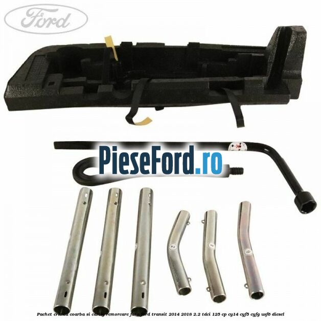 Pachet cric cu coarba si carlig remorcare fata Ford Transit 2014-2018 2.2 TDCi 125 cp CY14, CYF5, CYFG, USF6 diesel