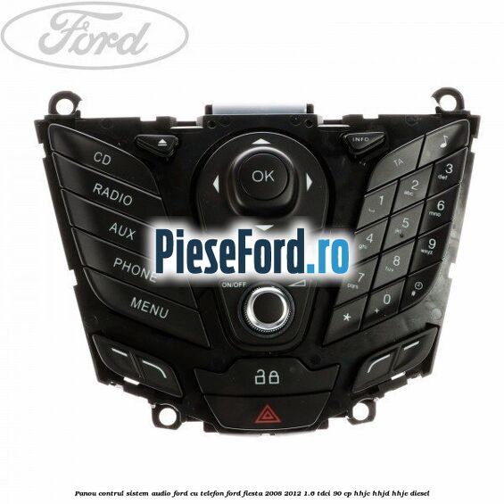 Panou contrul sistem audio Ford cu telefon Ford Fiesta 2008-2012 1.6 TDCi 90 cp HHJC, HHJD, HHJE diesel
