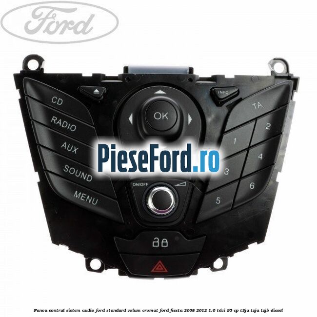 Panou contrul sistem audio Ford, standard volum cromat Ford Fiesta 2008-2012 1.6 TDCi 95 cp T3JA, TZJA, TZJB diesel