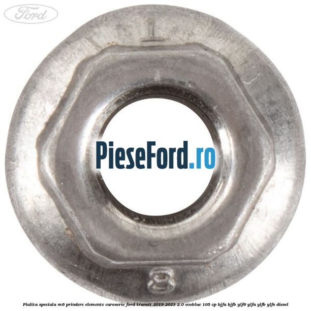 Piulita speciala M6 prindere elemente caroserie Ford Transit 2019-2023 2.0 EcoBlue 105 cp BJFA, BJFB, YLF6, YLFA, YLFB, YLFS diesel