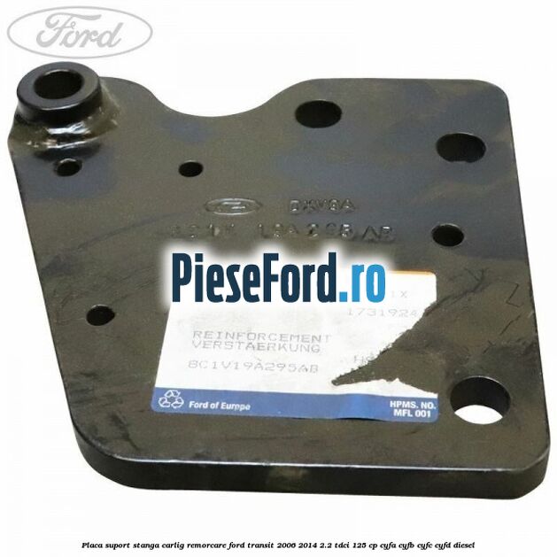 Placa suport stanga carlig remorcare Ford Transit 2006-2014 2.2 TDCi 125 cp CYFA, CYFB, CYFC, CYFD diesel