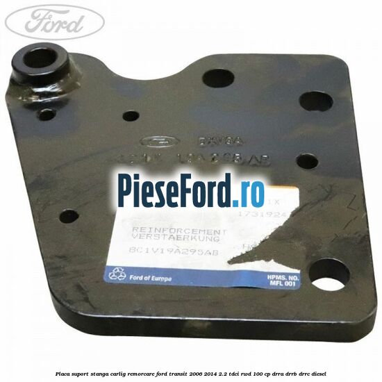 Placa suport stanga carlig remorcare Ford Transit 2006-2014 2.2 TDCi RWD 100 cp DRRA, DRRB, DRRC diesel