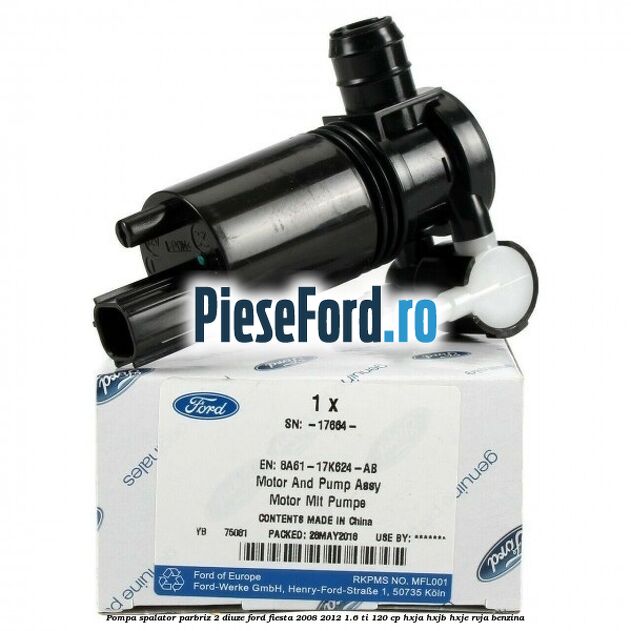 Pompa spalator parbriz 2 diuze Ford Fiesta 2008-2012 1.6 Ti 120 cp HXJA, HXJB, HXJE, RVJA benzina