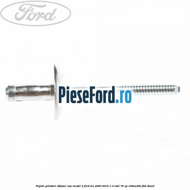 Popnit prindere difuzor usa model 2 Ford Ka 2009-2016 1.3 TDCi 75 cp 169A1000, FD4 diesel