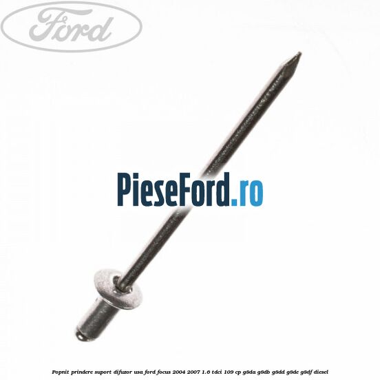 Popnit prindere suport difuzor usa Ford Focus 2004-2007 1.6 TDCi 109 cp G8DA, G8DB, G8DD, G8DE, G8DF diesel