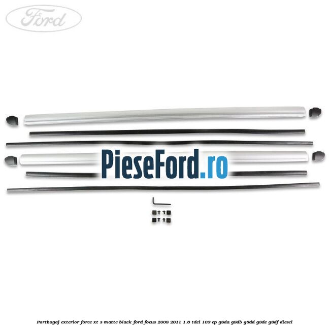 Portbagaj exterior FORCE XT S, matte black Ford Focus 2008-2011 1.6 TDCi 109 cp G8DA, G8DB, G8DD, G8DE, G8DF diesel