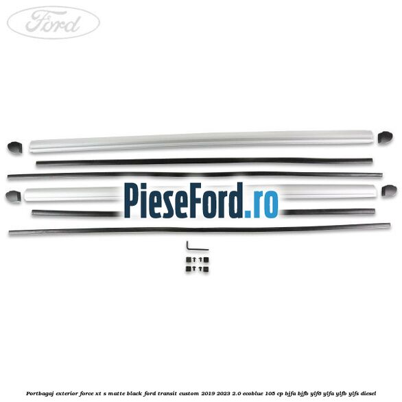 Portbagaj exterior FORCE XT S, matte black Ford Transit Custom 2019-2023 2.0 EcoBlue 105 cp BJFA, BJFB, YLF6, YLFA, YLFB, YLFS diesel
